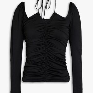 Ganni Black Ruched Long Sleeve Blouse